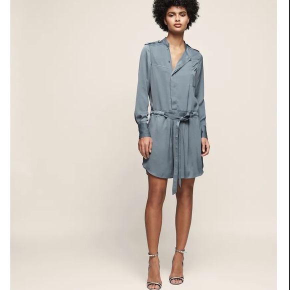 Reiss Eleanor Satin Shirt Dress Size 2 - Picture 1 of 14